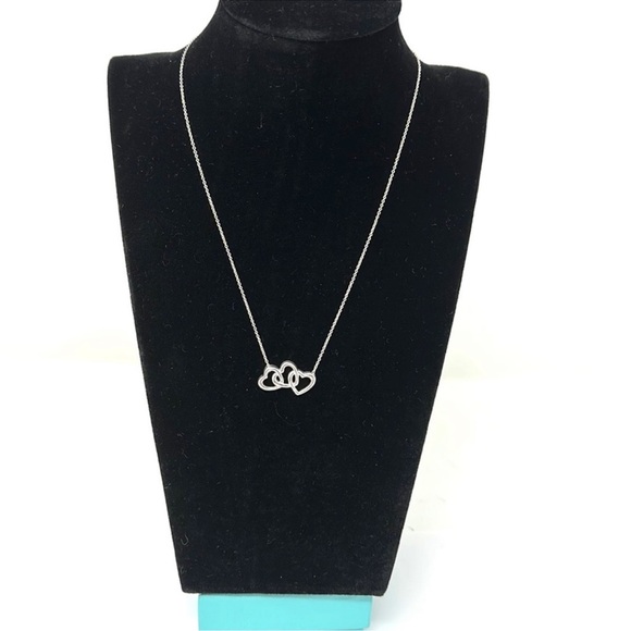 Authentic Tiffany & Co. Elsa Peretti Silver Triple Link Open Heart Necklace - Picture 5 of 14